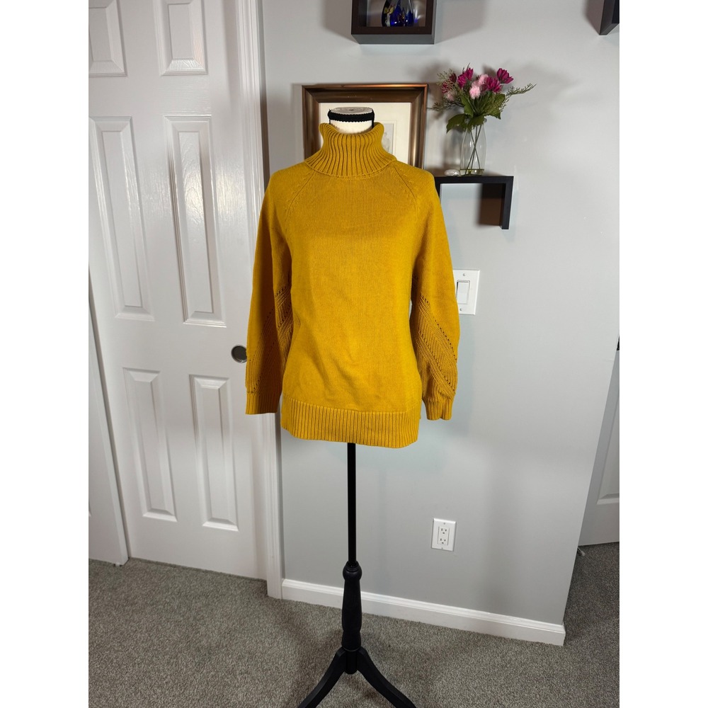 Isaac Mizrahi Live Womens Mustard Yellow Turtleneck Knit Sweater Size Medium